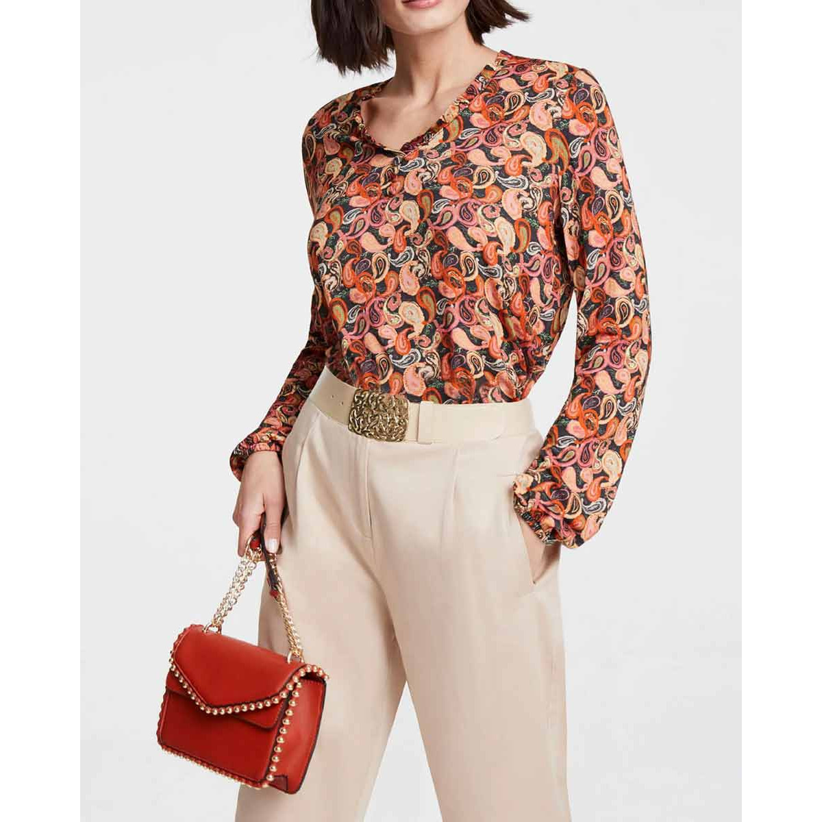 Designer- Paisleydruckshirt m. Rüschen bunt