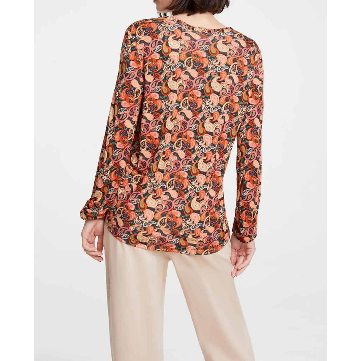 Designer- Paisleydruckshirt m. Rüschen bunt