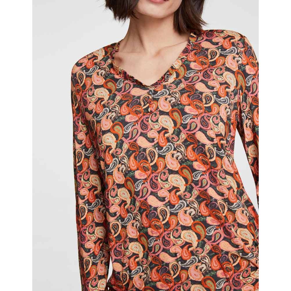 Designer- Paisleydruckshirt m. Rüschen bunt