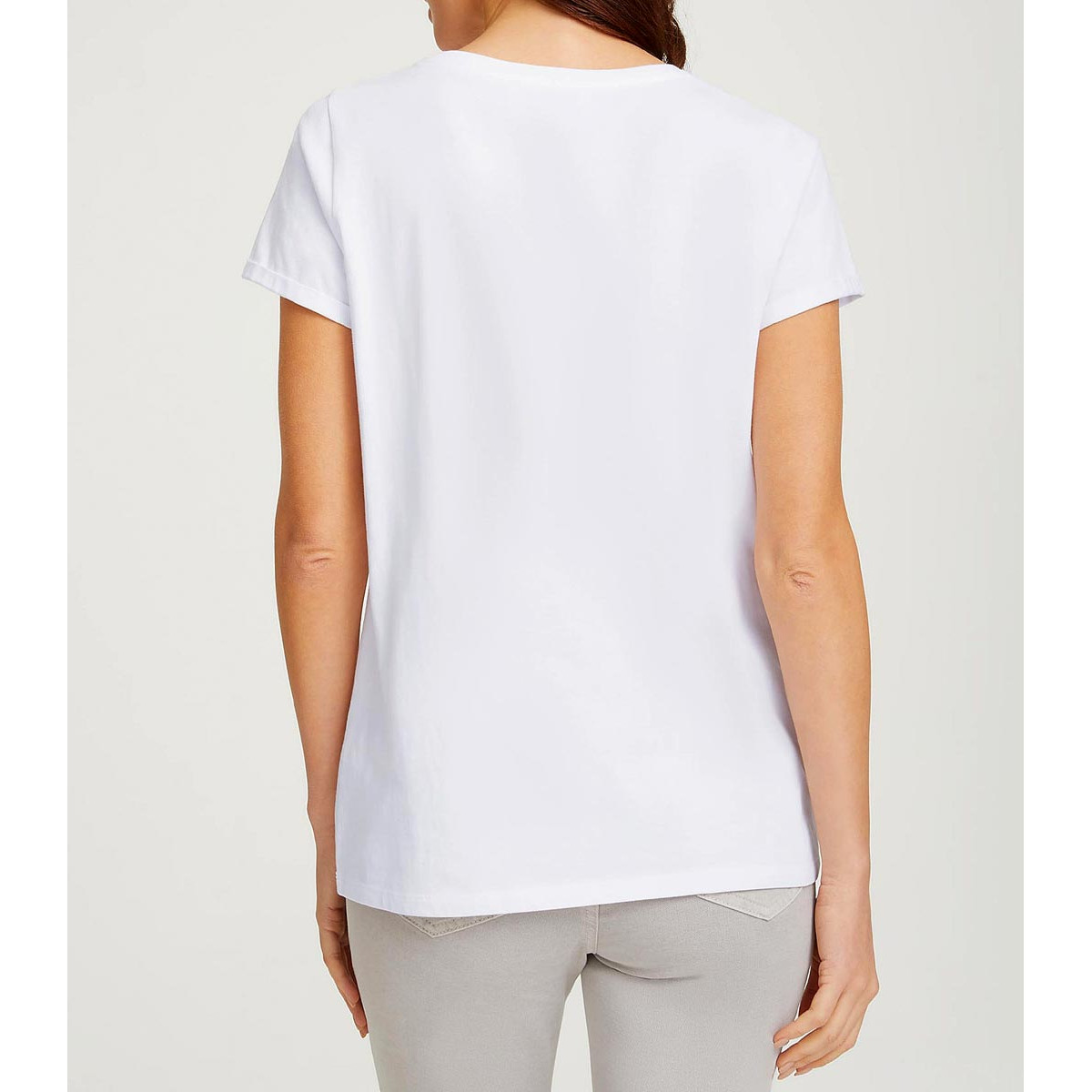 Designer-Basic-Shirt m. Print-Motiv weiß