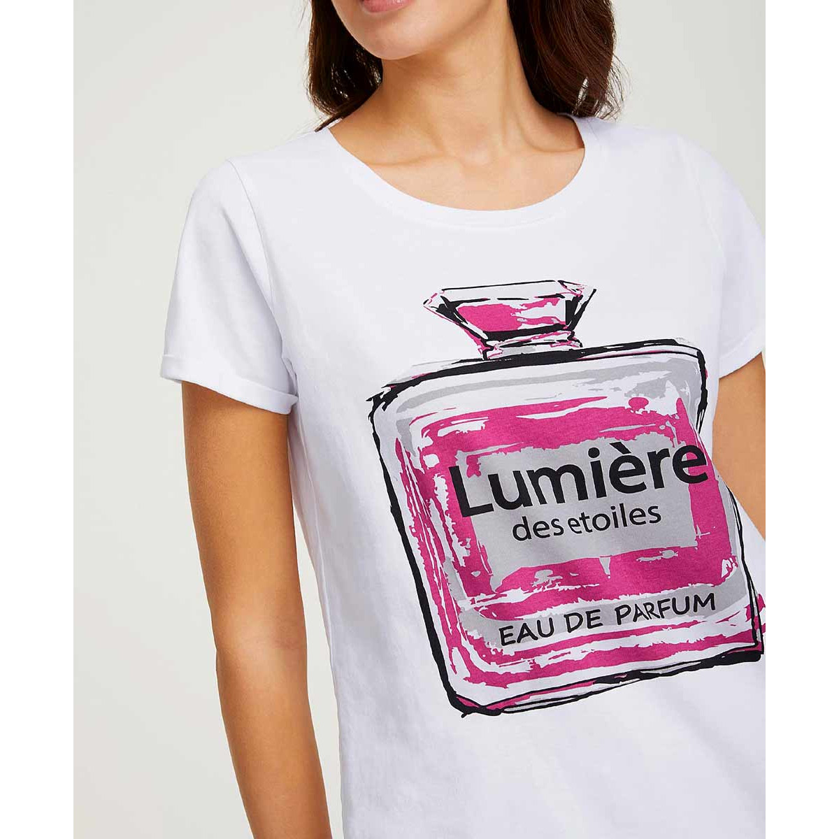 Designer-Basic-Shirt m. Print-Motiv weiß