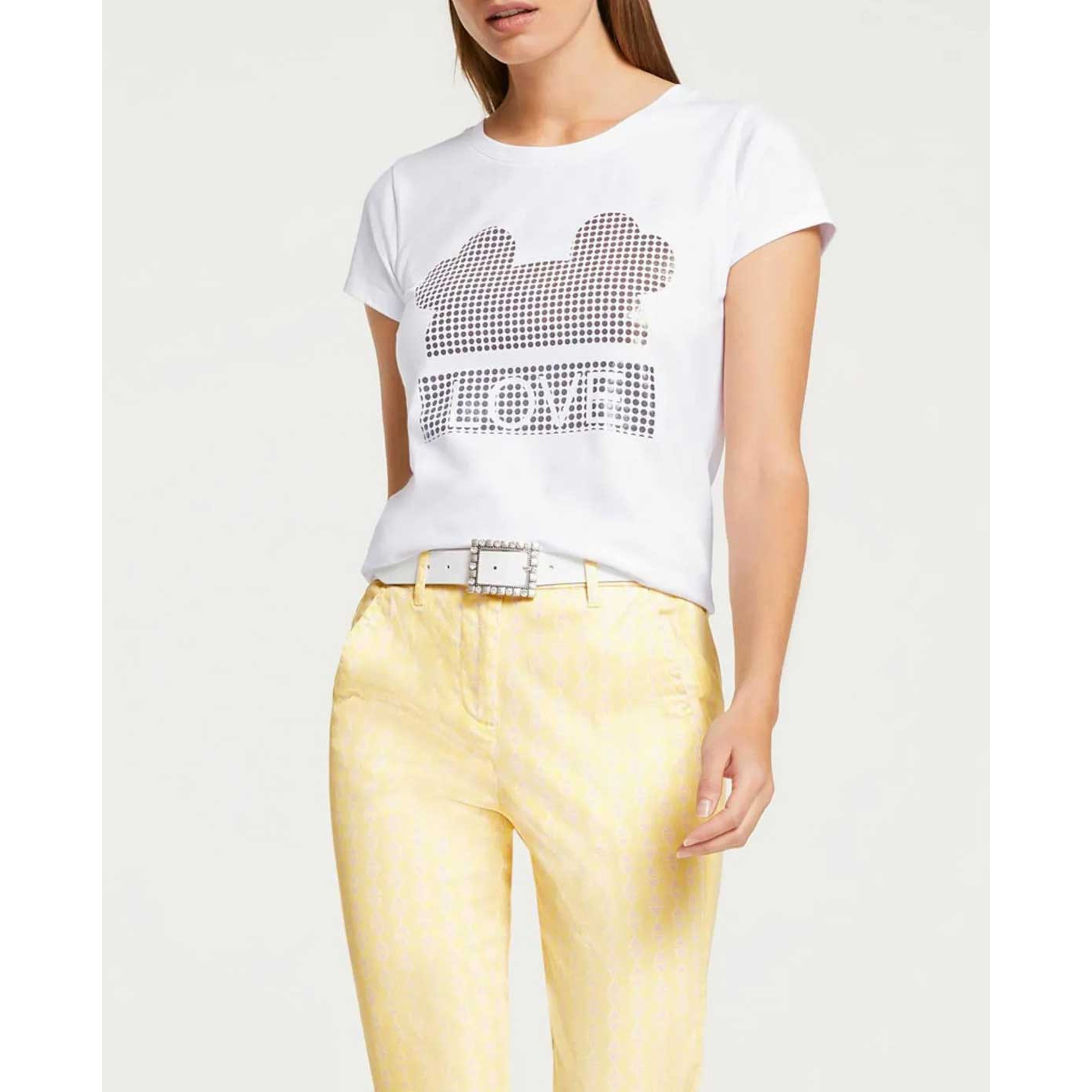 Designer-Glanz-Print-Shirt weiß