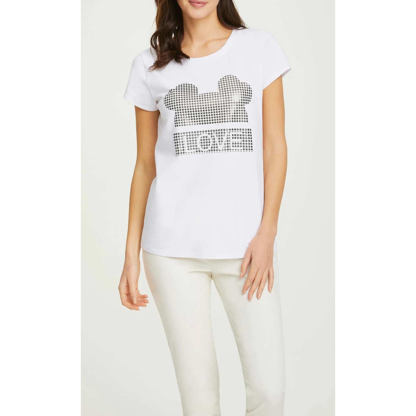 Designer-Glanz-Print-Shirt weiß