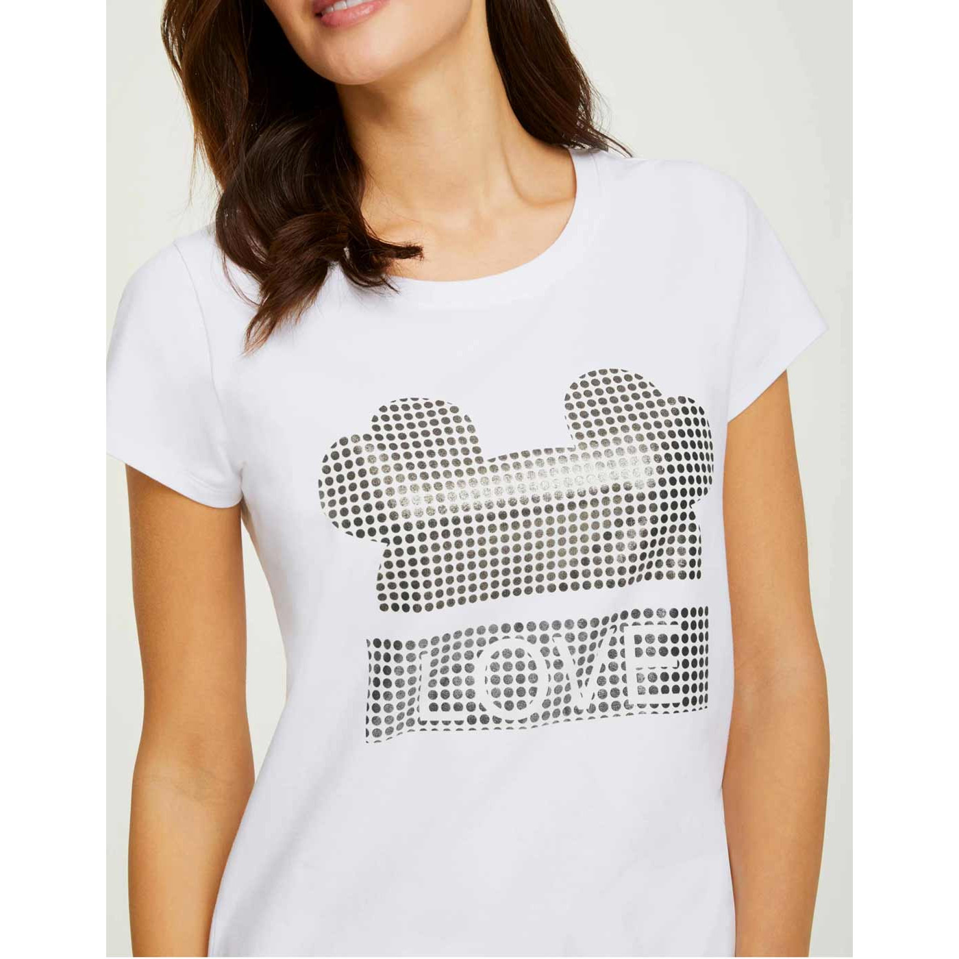 Designer-Glanz-Print-Shirt weiß