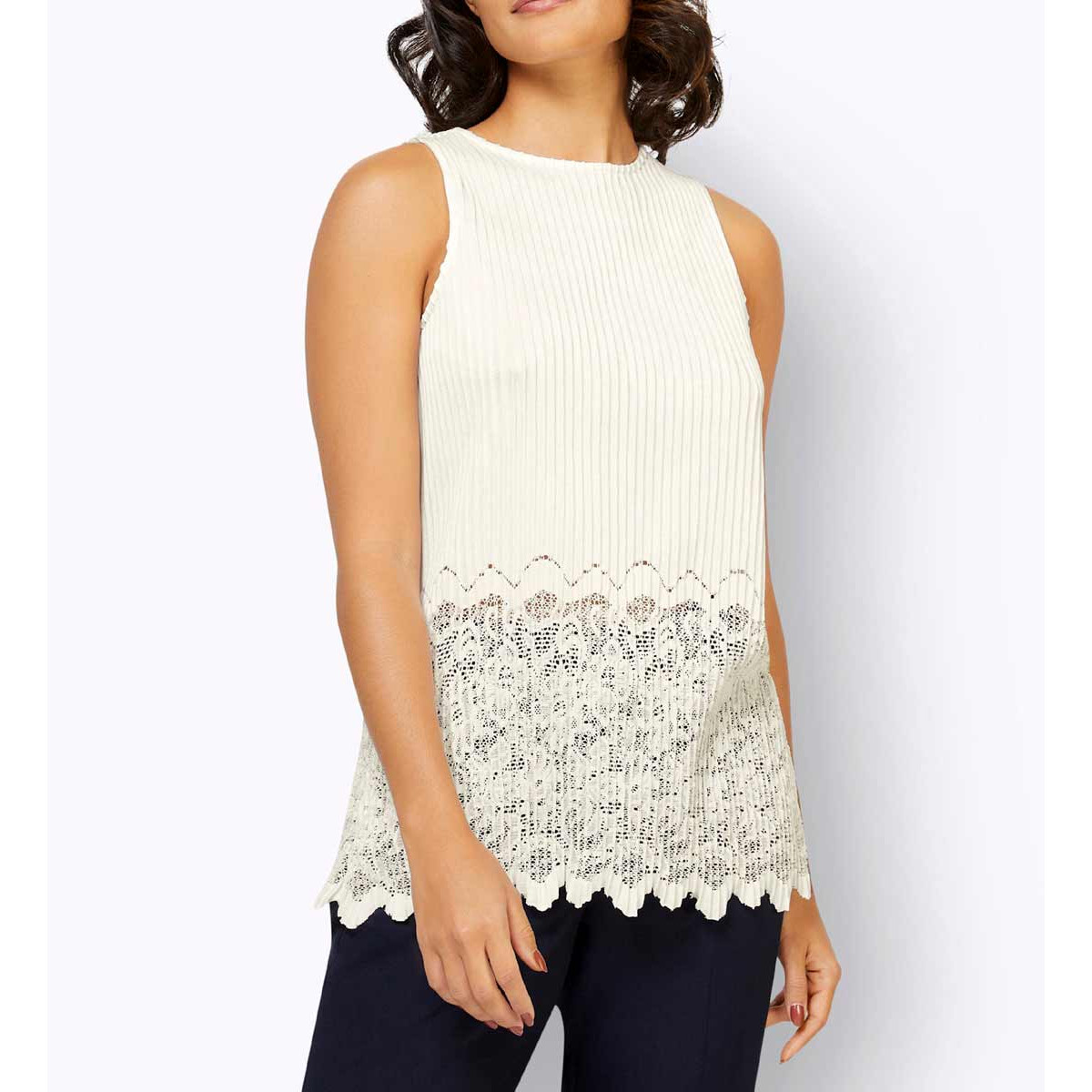 Shirt m. Jacquard-Spitze ecru