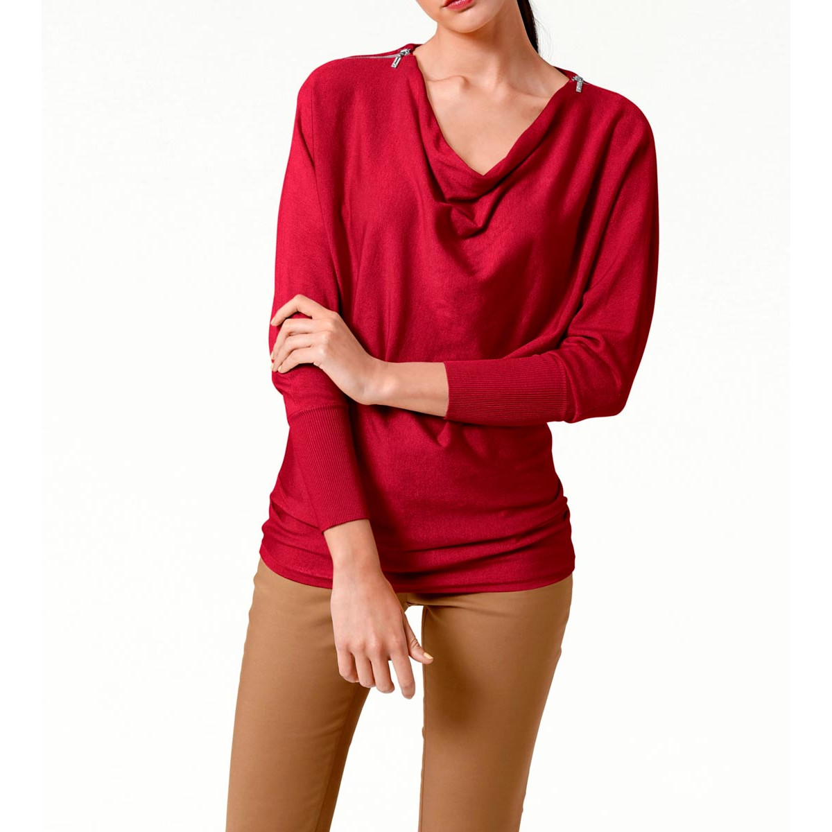Designer-Reißverschlußpullover rot