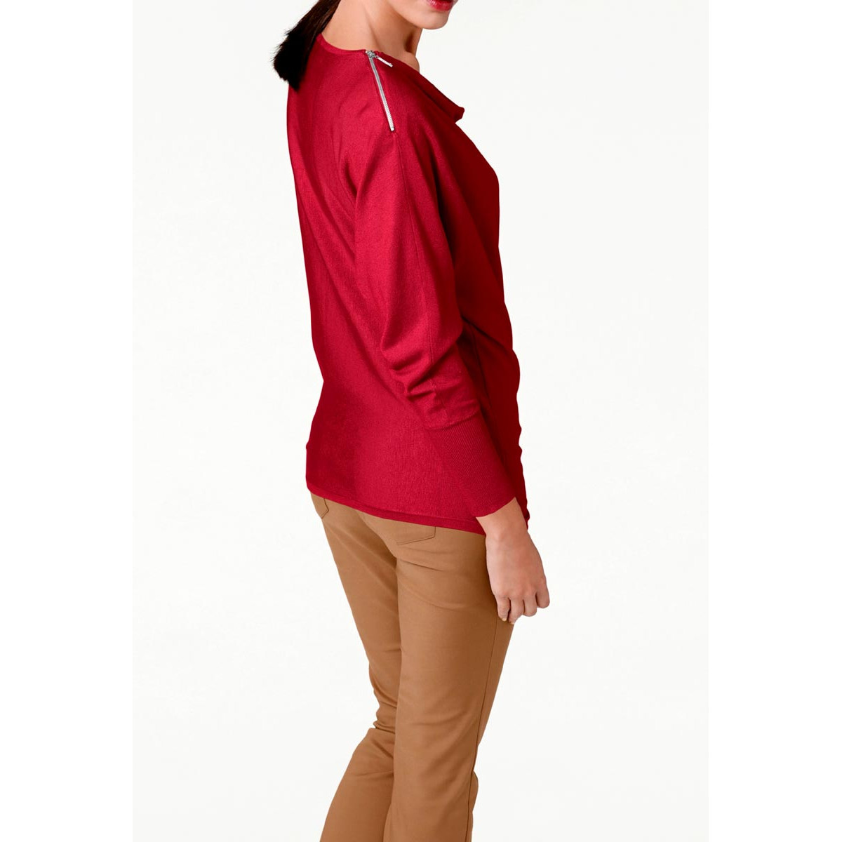 Designer-Reißverschlußpullover rot