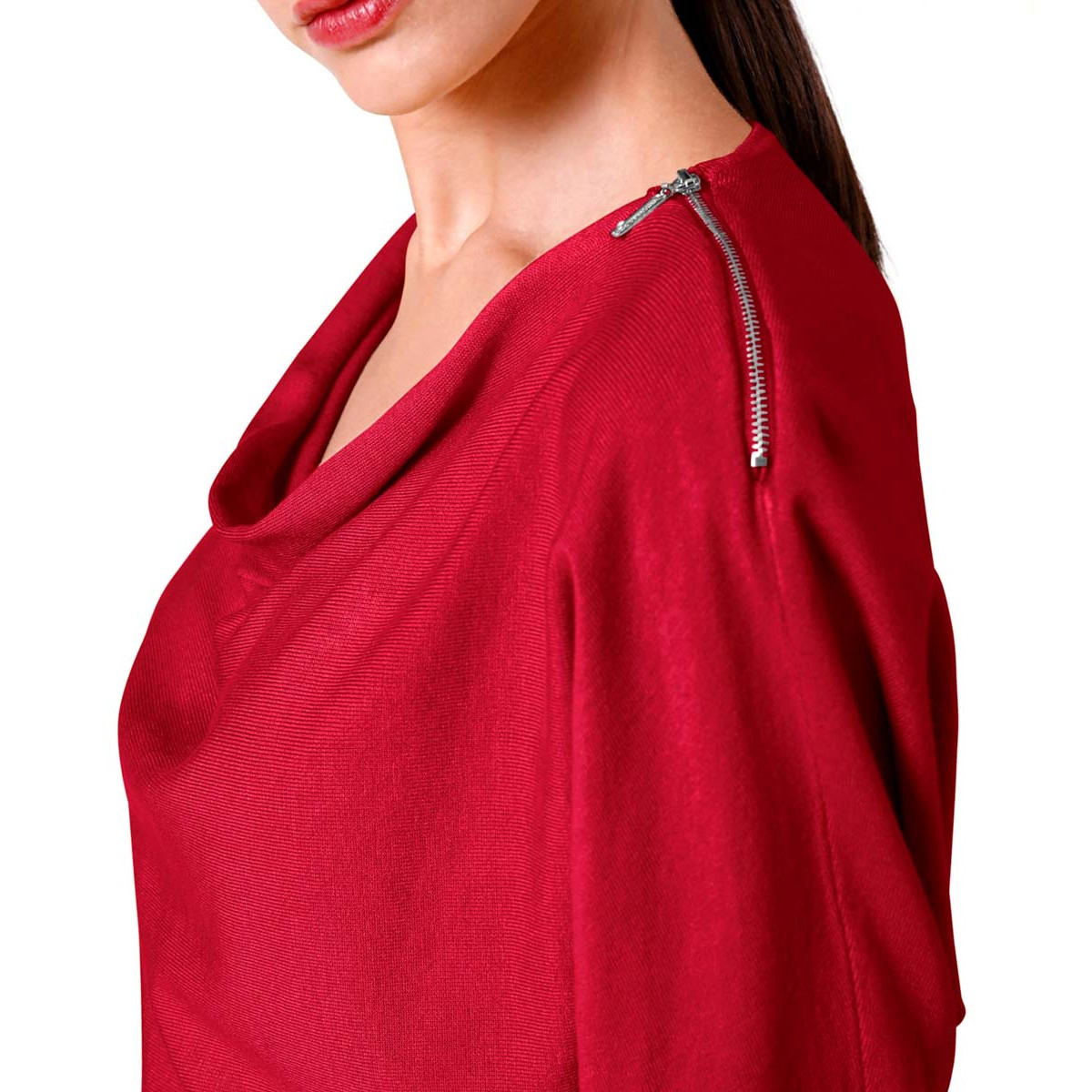 Designer-Reißverschlußpullover rot
