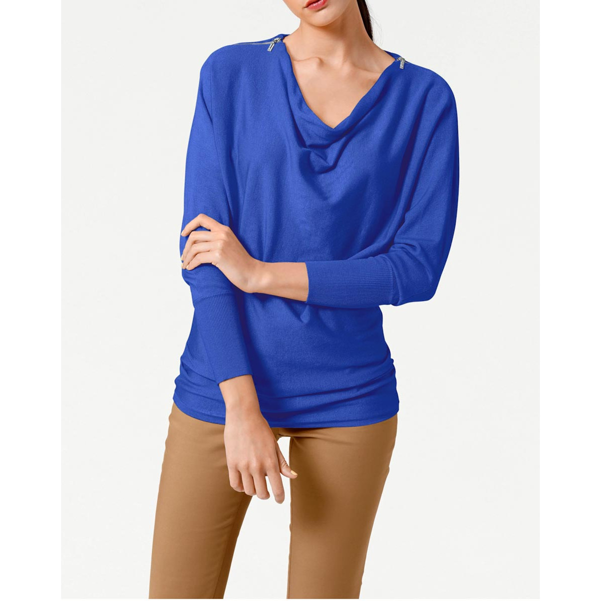 Designer-Reißverschlußpullover royalblau