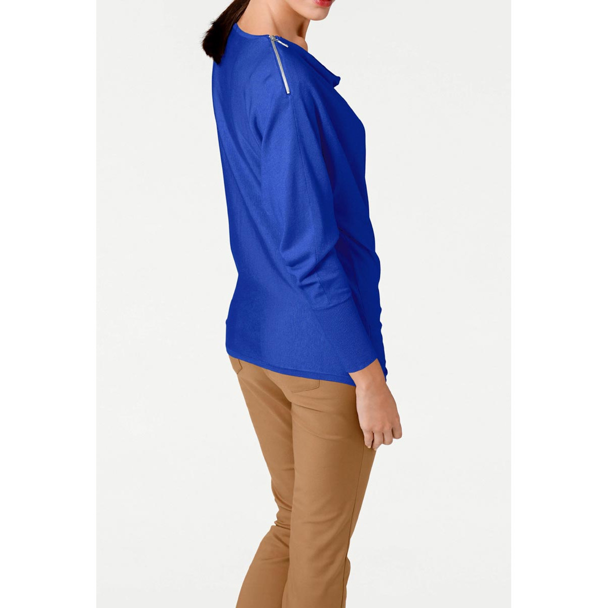 Designer-Reißverschlußpullover royalblau