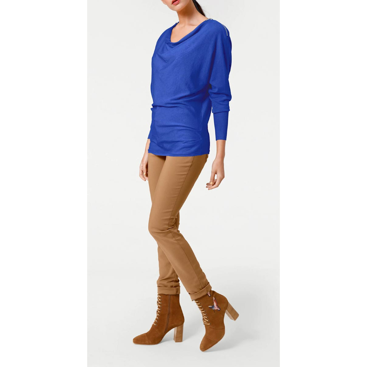 Designer-Reißverschlußpullover royalblau