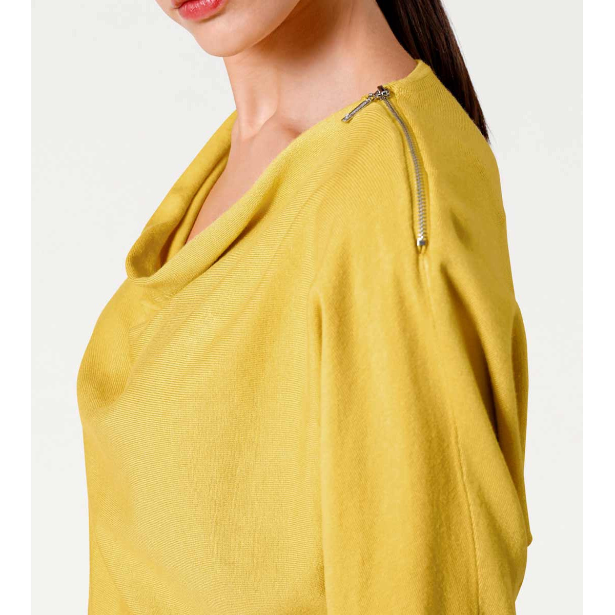Designer-Reißverschlußpullover gelb