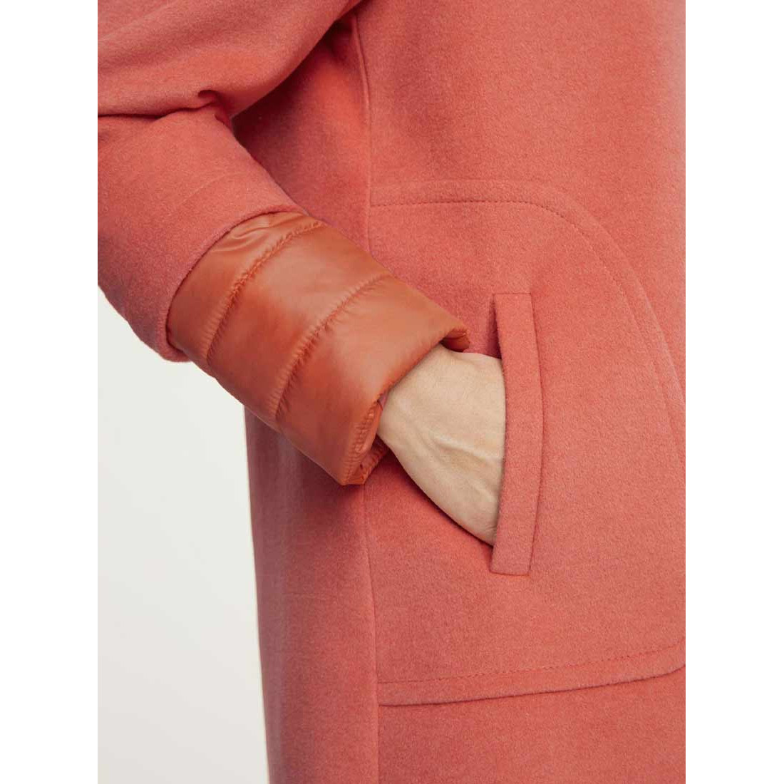 Designer-Wollmantel m. Stepp koralle