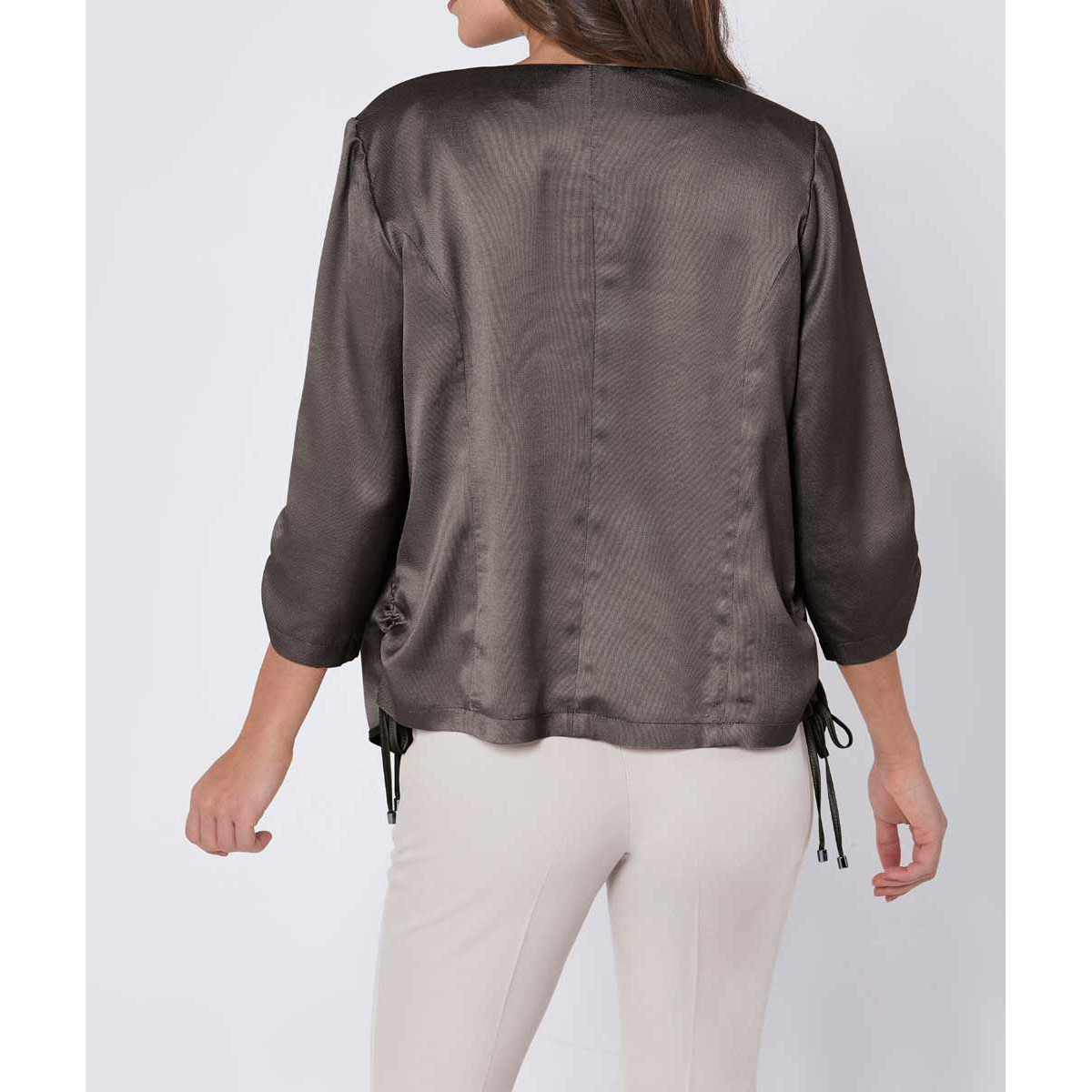 Blusenblazer m. Leinen taupe