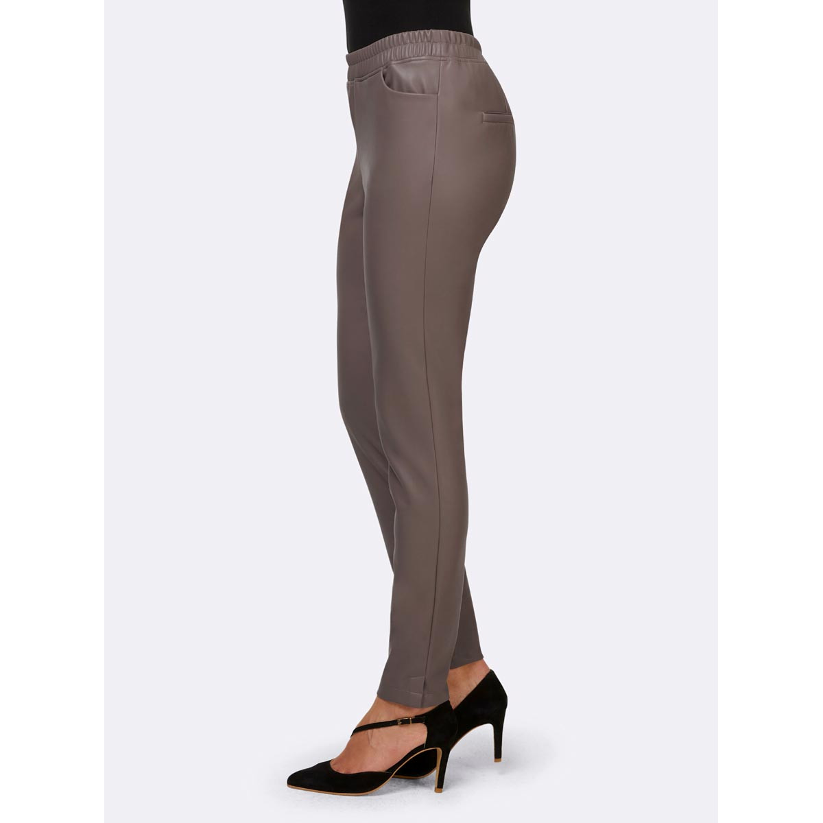Designer-Leggings in Leder-Optik taupe
