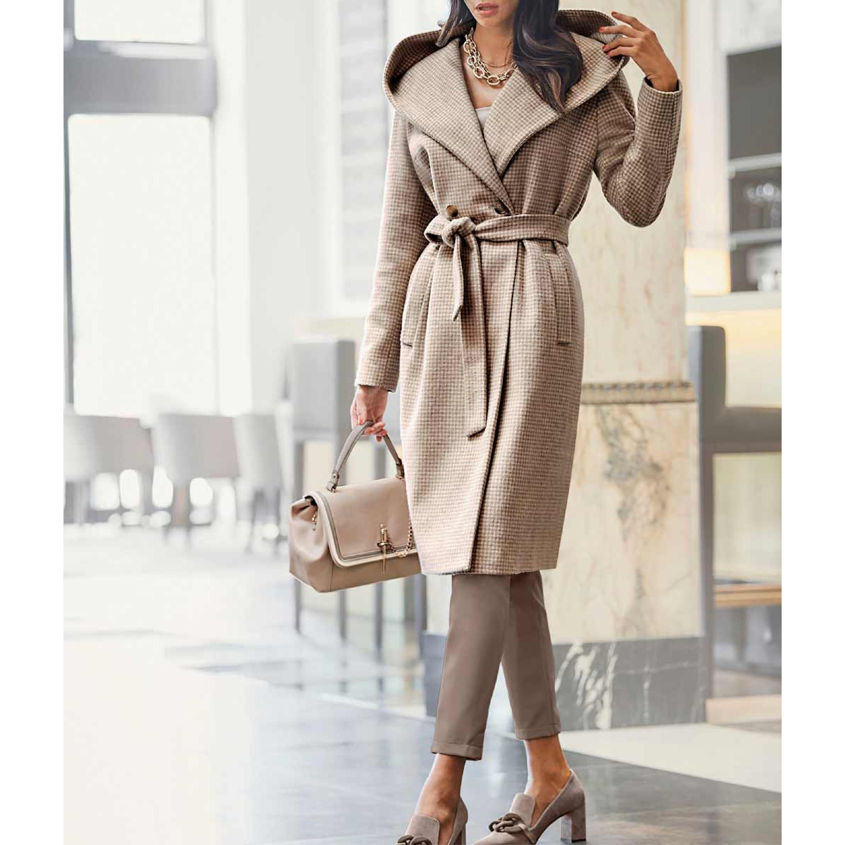 Designer-Leggings in Leder-Optik taupe