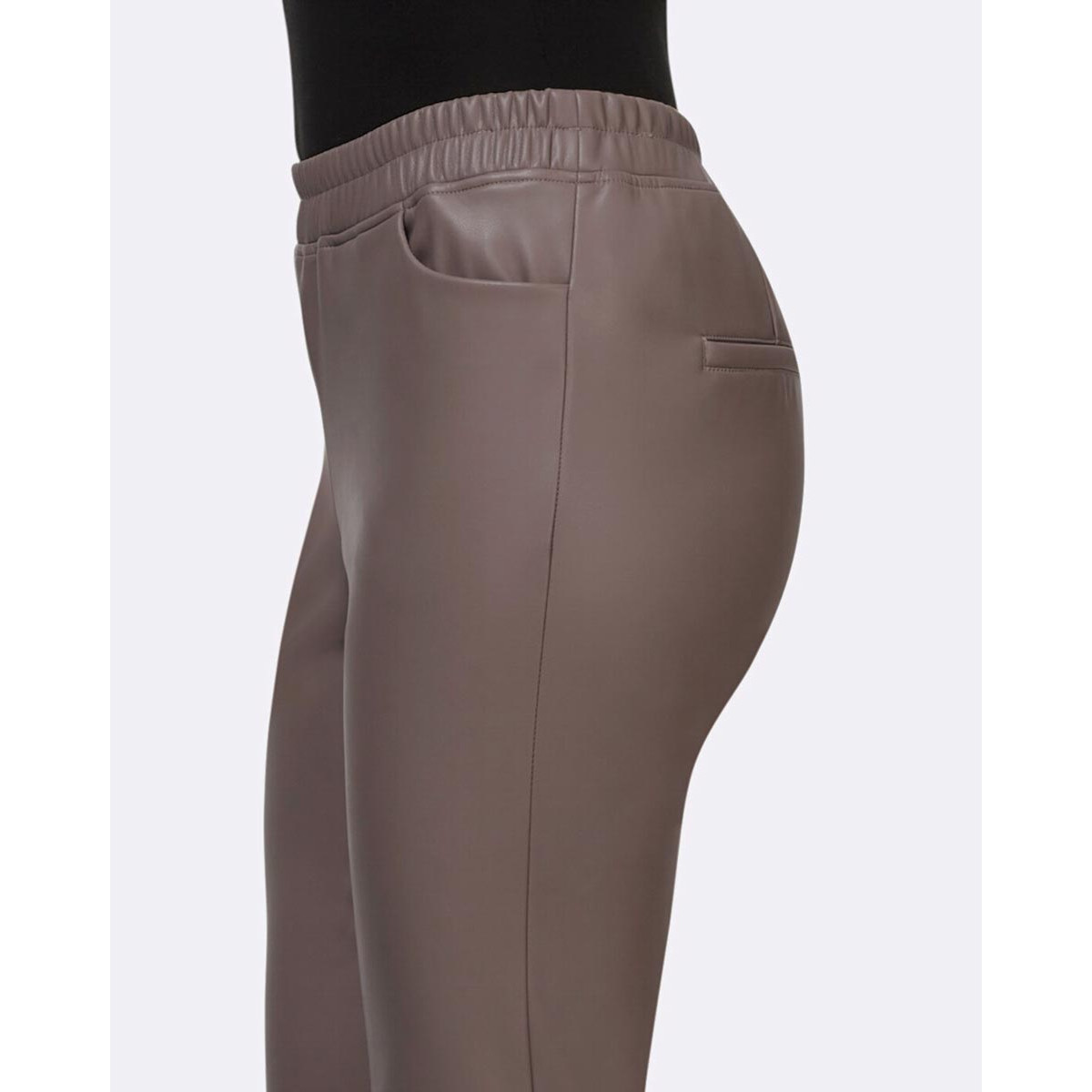 Designer-Leggings in Leder-Optik taupe