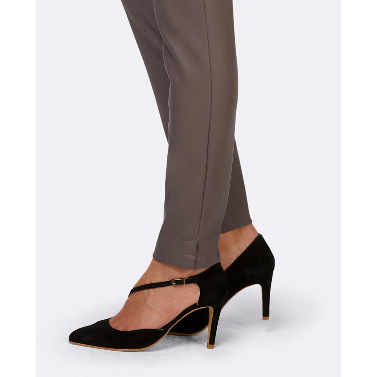 Designer-Leggings in Leder-Optik taupe