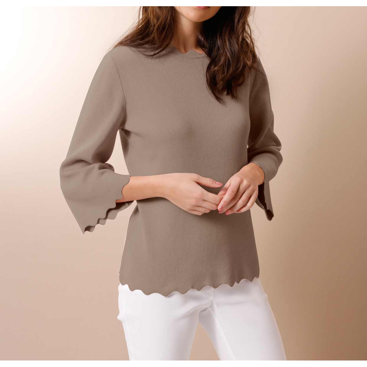 Seiden-Baumwollepullover taupe