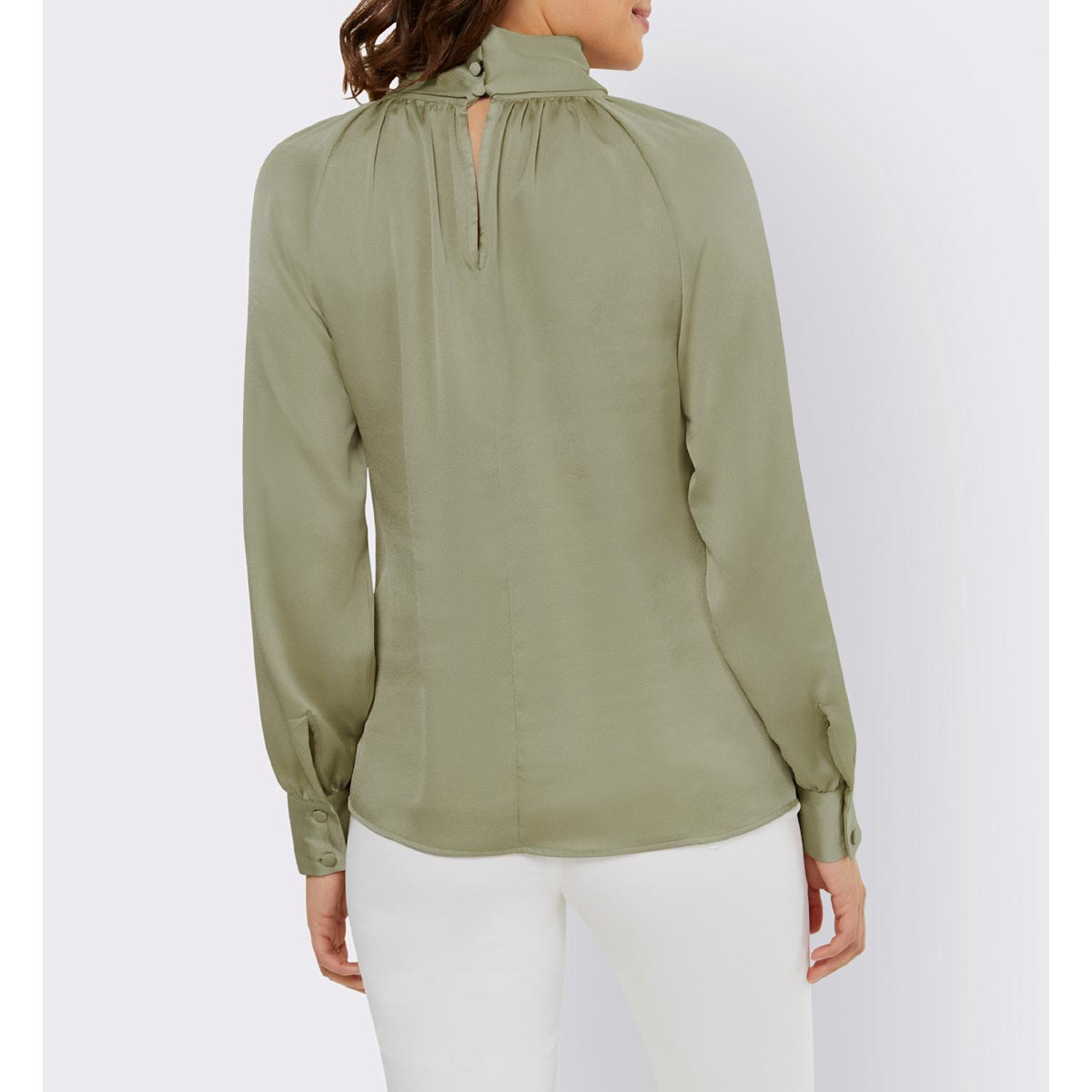 Designer-Bluse m. Stehkragen schlamm