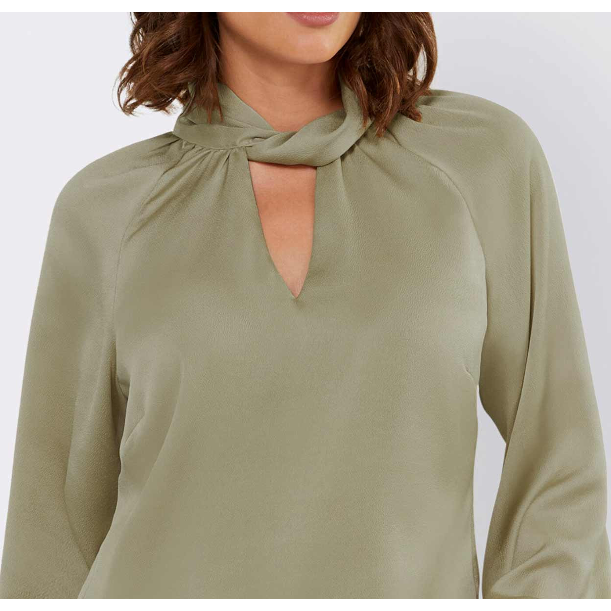 Designer-Bluse m. Stehkragen schlamm