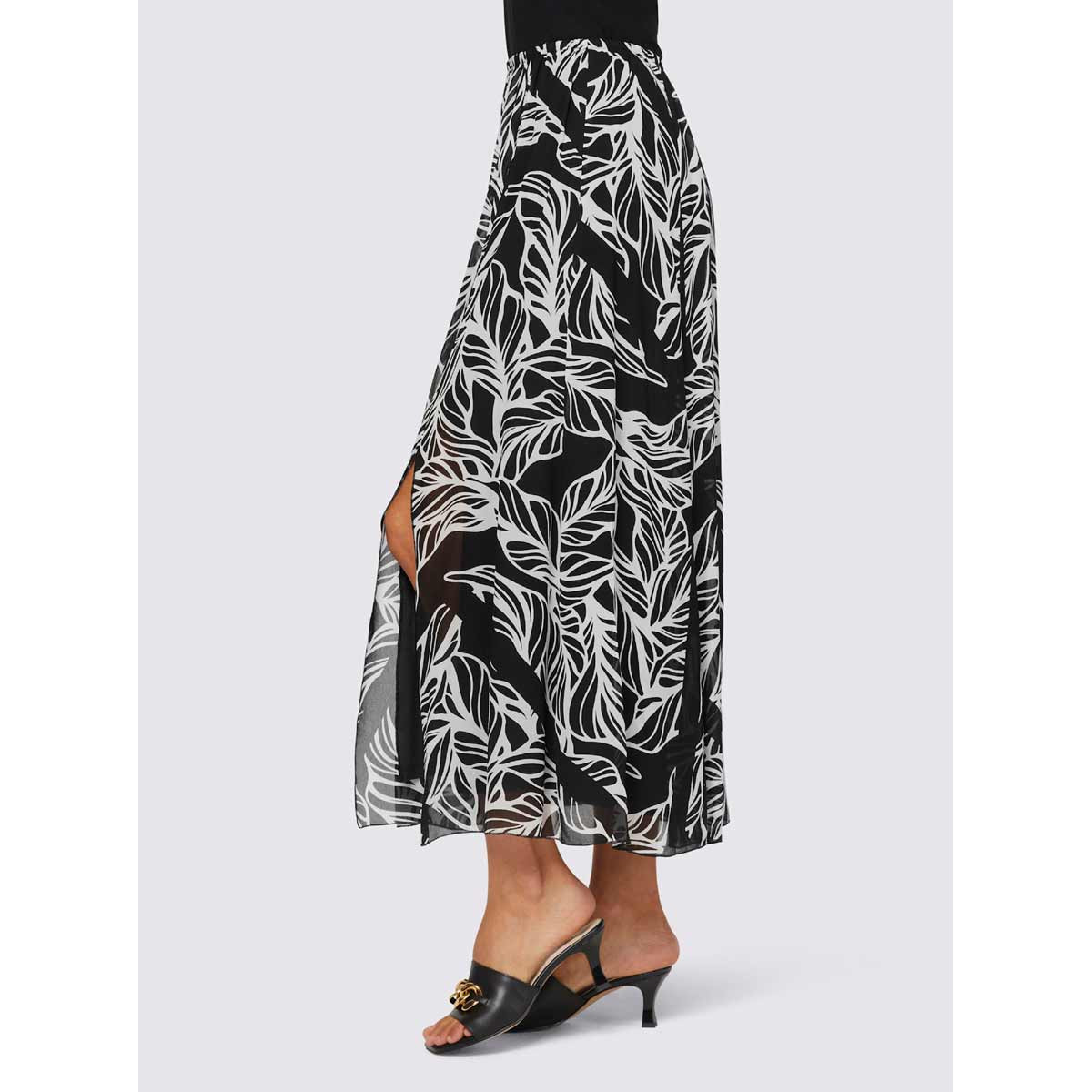 Designer-Druckrock schwarz-ecru