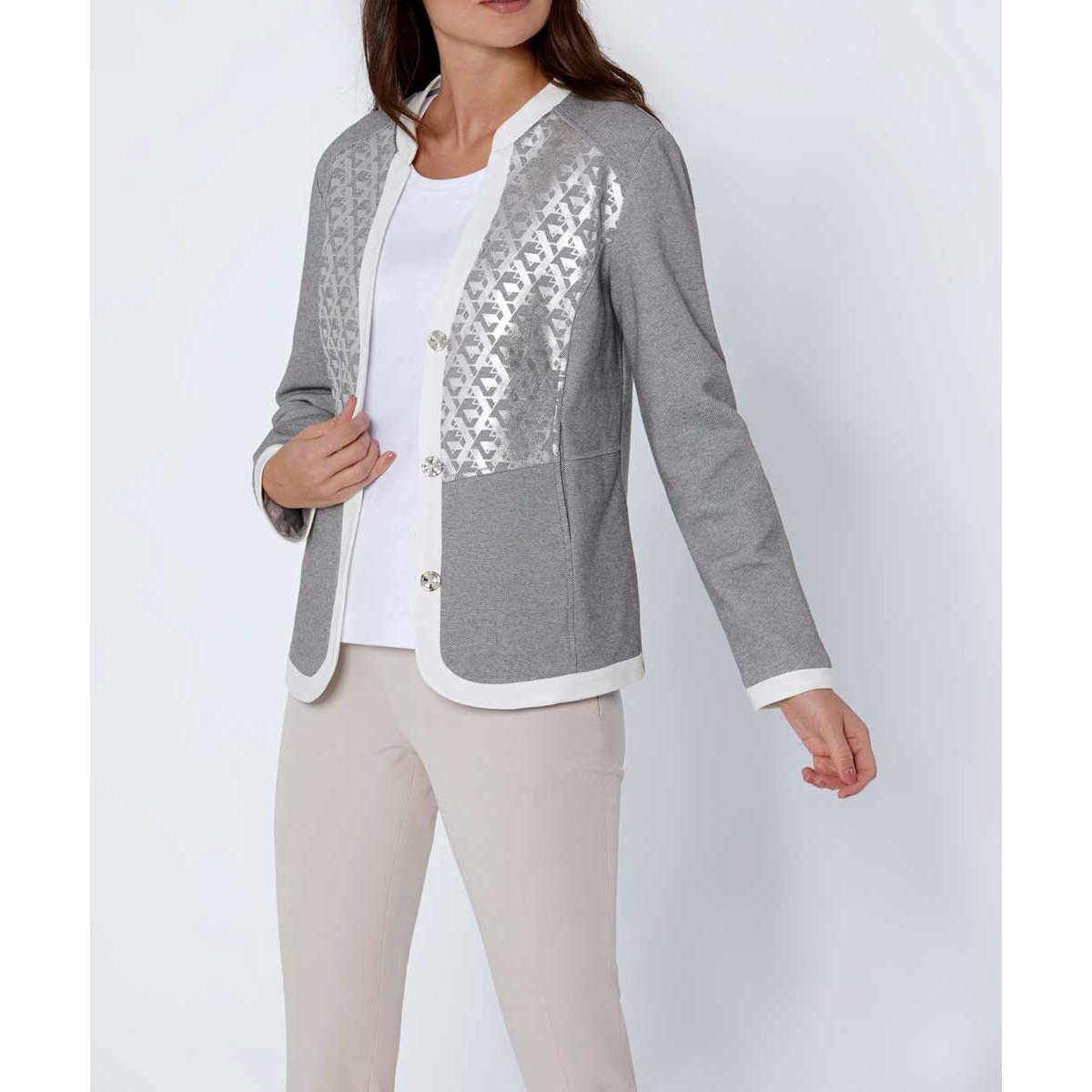 Jersey-Blazer grau-silberfarben