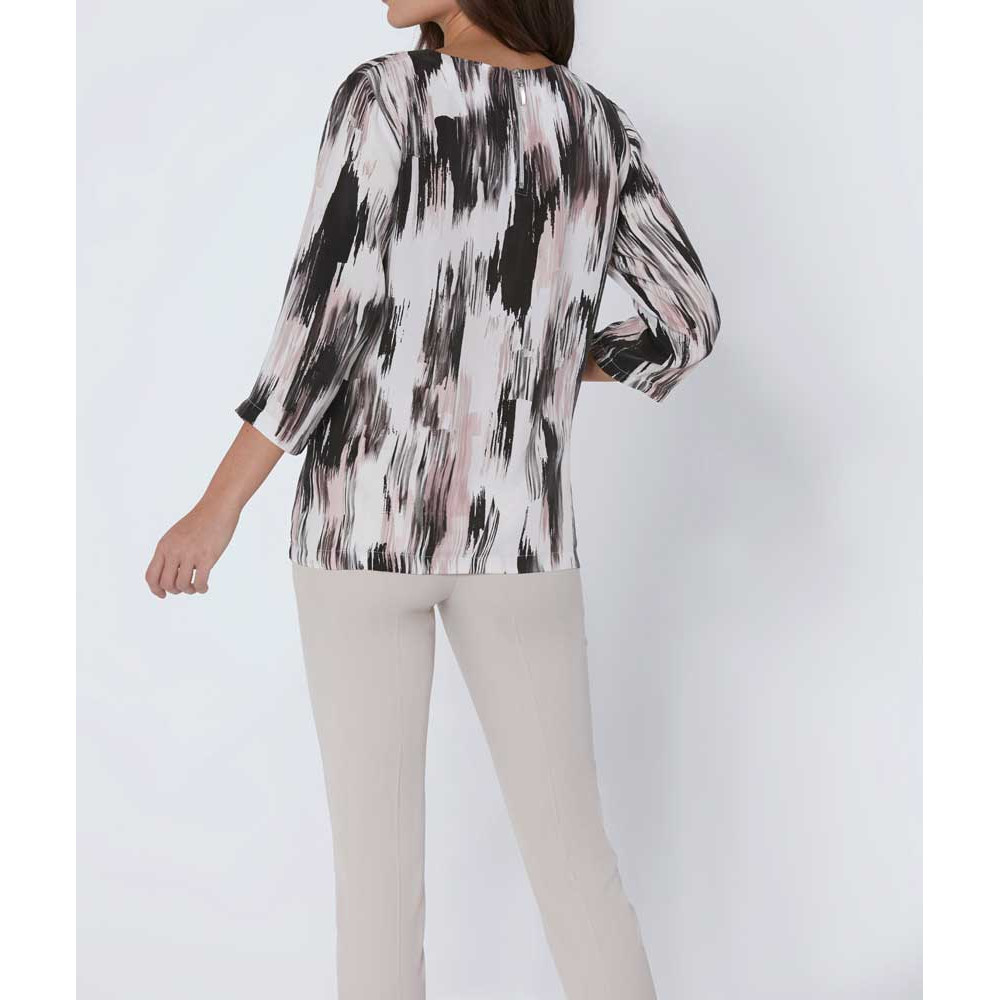 Druckbluse rosé-schwarz-bedruckt