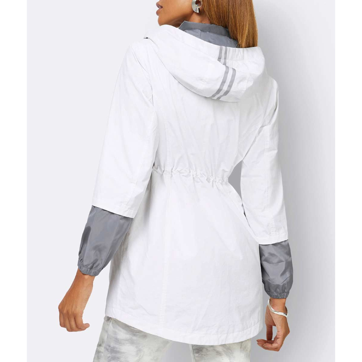 2-in-1-Look-Jacke weiß-steingrau