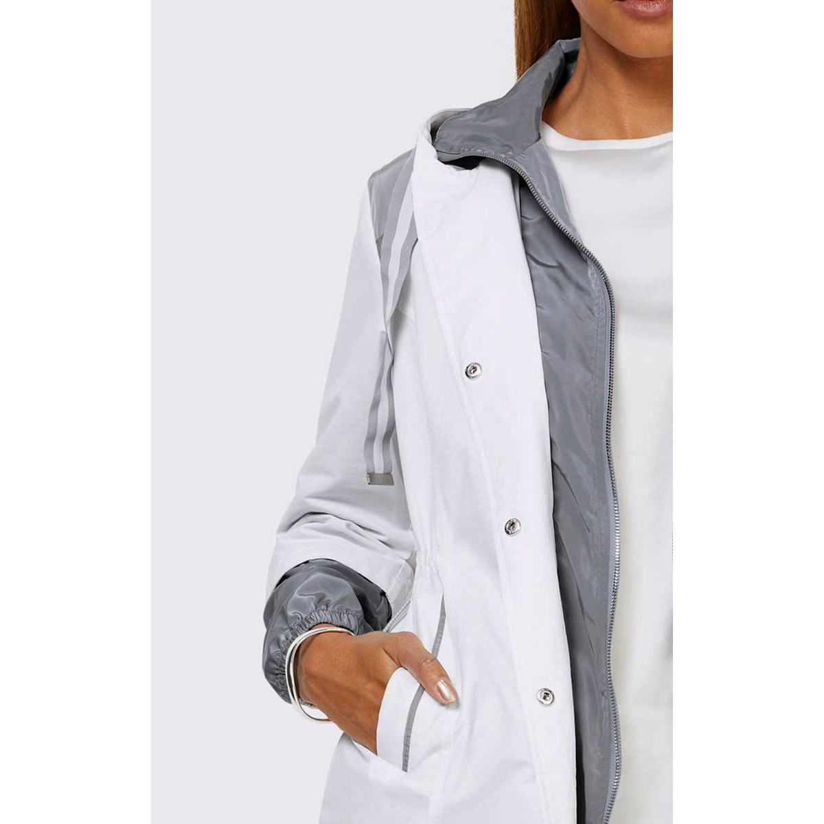 2-in-1-Look-Jacke weiß-steingrau