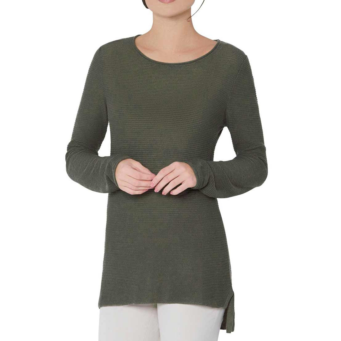 Luxus-Rippenstrickpullover khaki