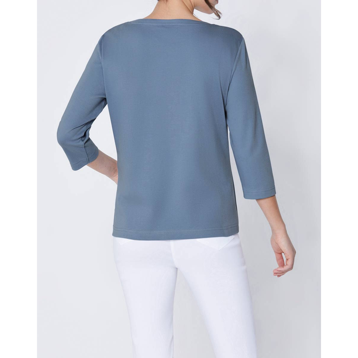 Jerseyshirt m. Spitze jeansblau