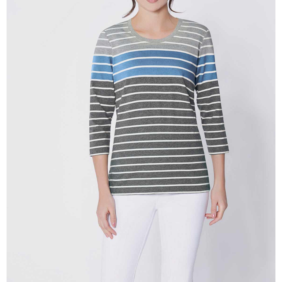 Streifenshirt grau-blau