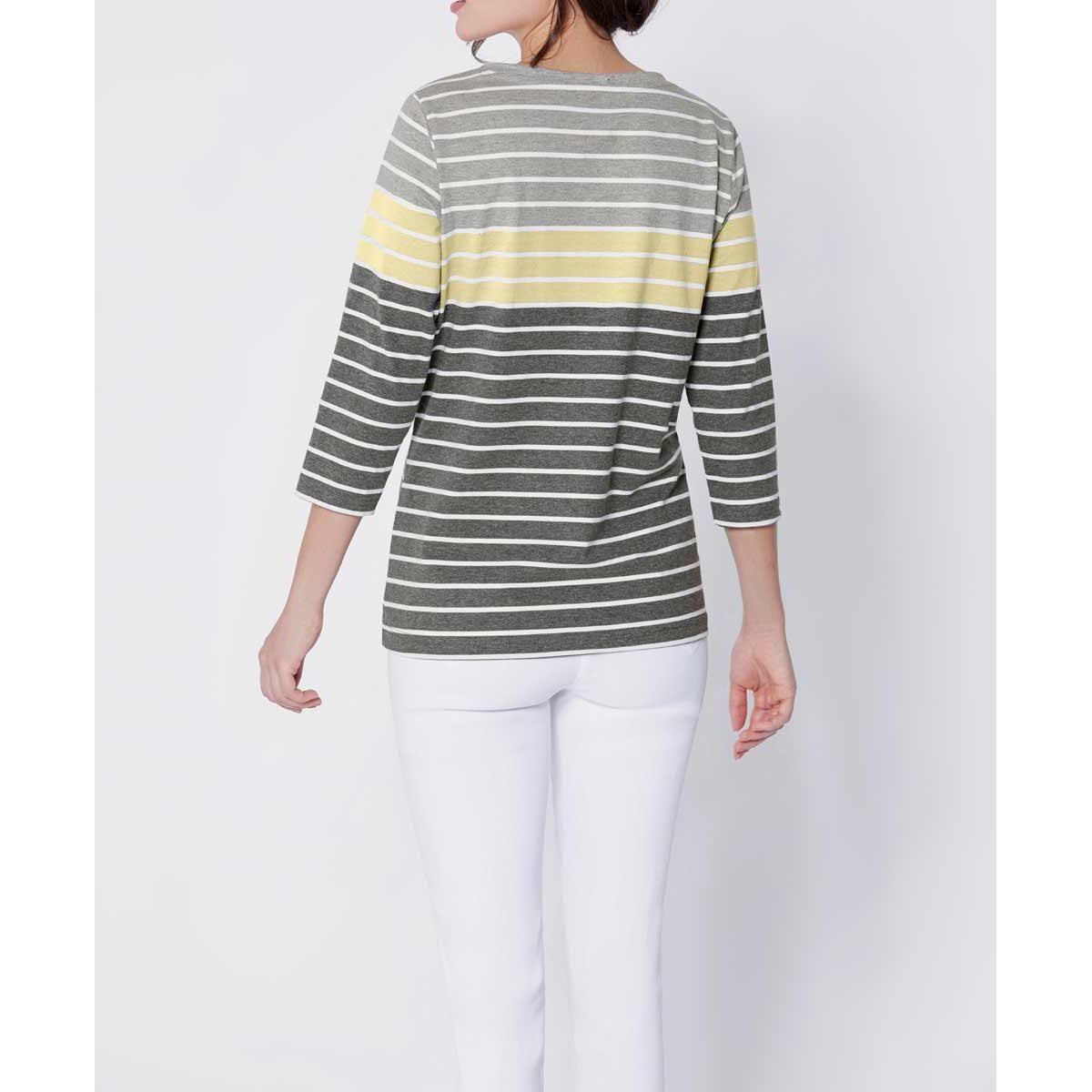 Streifenshirt grau-gelb