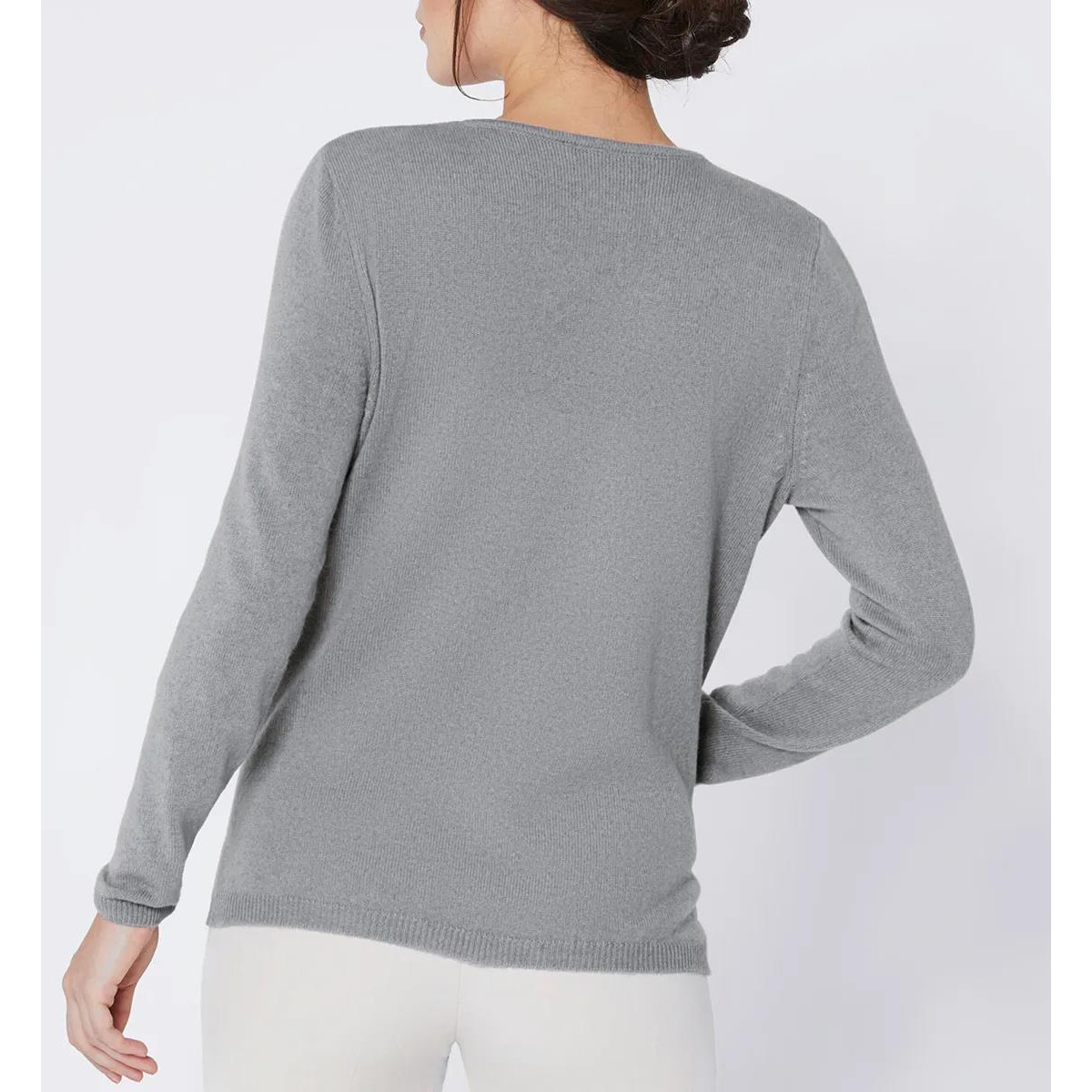 Kaschmir-Pullover grau-meliert