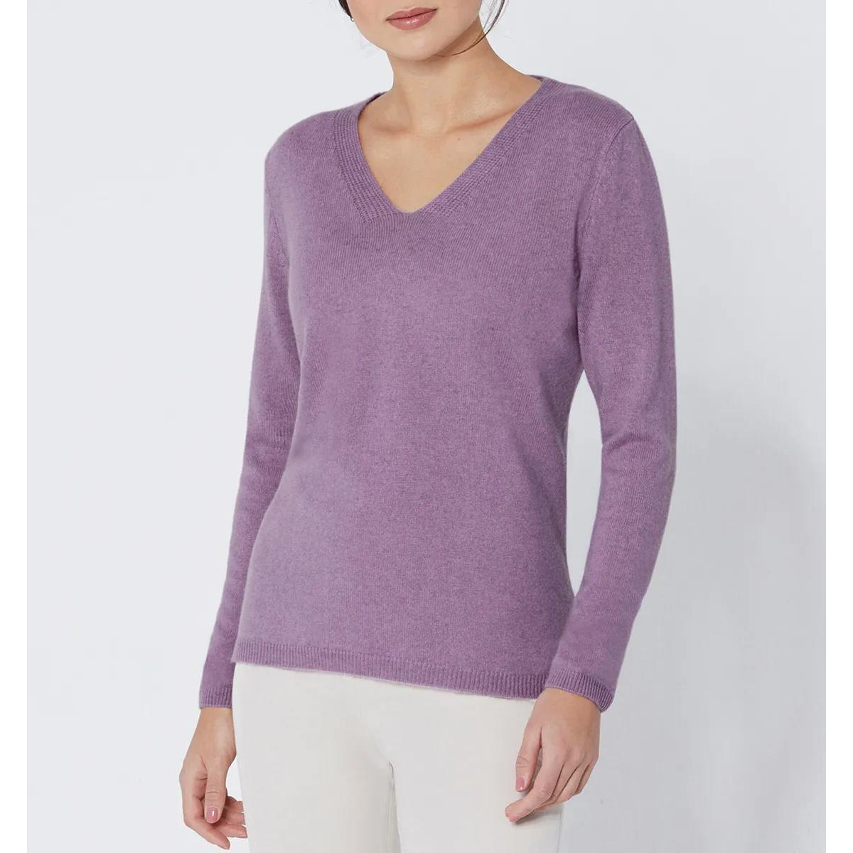 Kaschmir-Pullover flieder-meliert