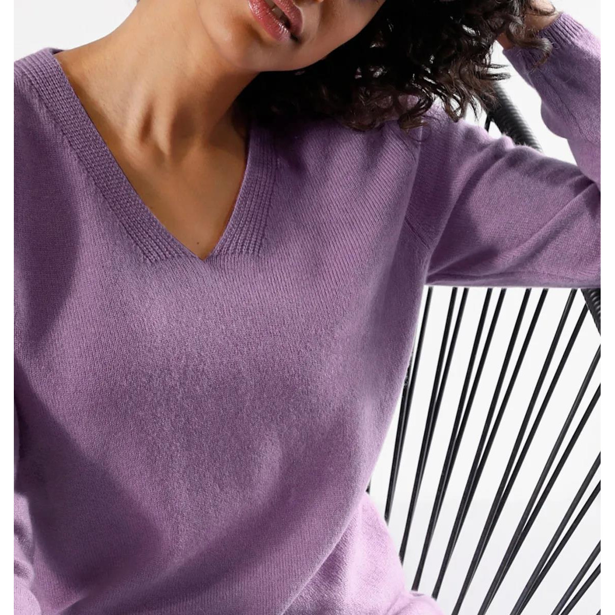 Kaschmir-Pullover flieder-meliert