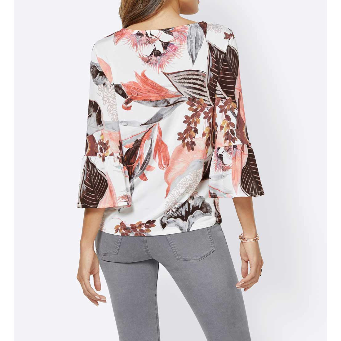 Druckshirt weiß-melone-bedruckt