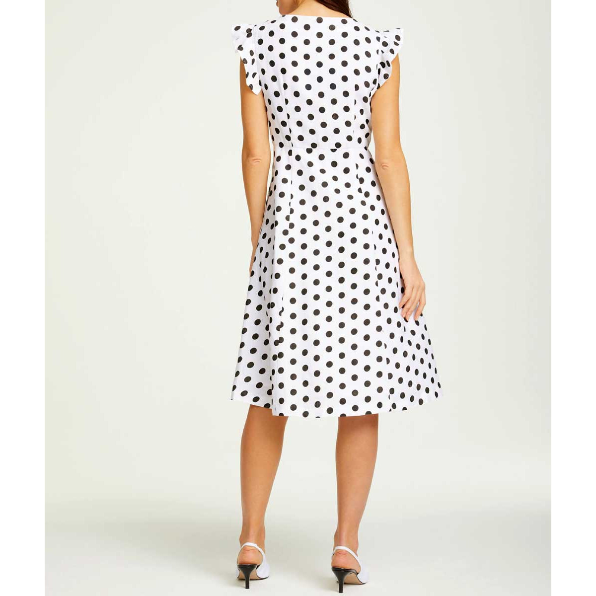 Designer-Leinenkleid weiß-schwarz