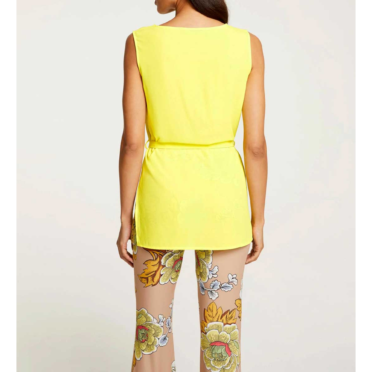 Designer-Blusentop m. Gürtel lemongelb