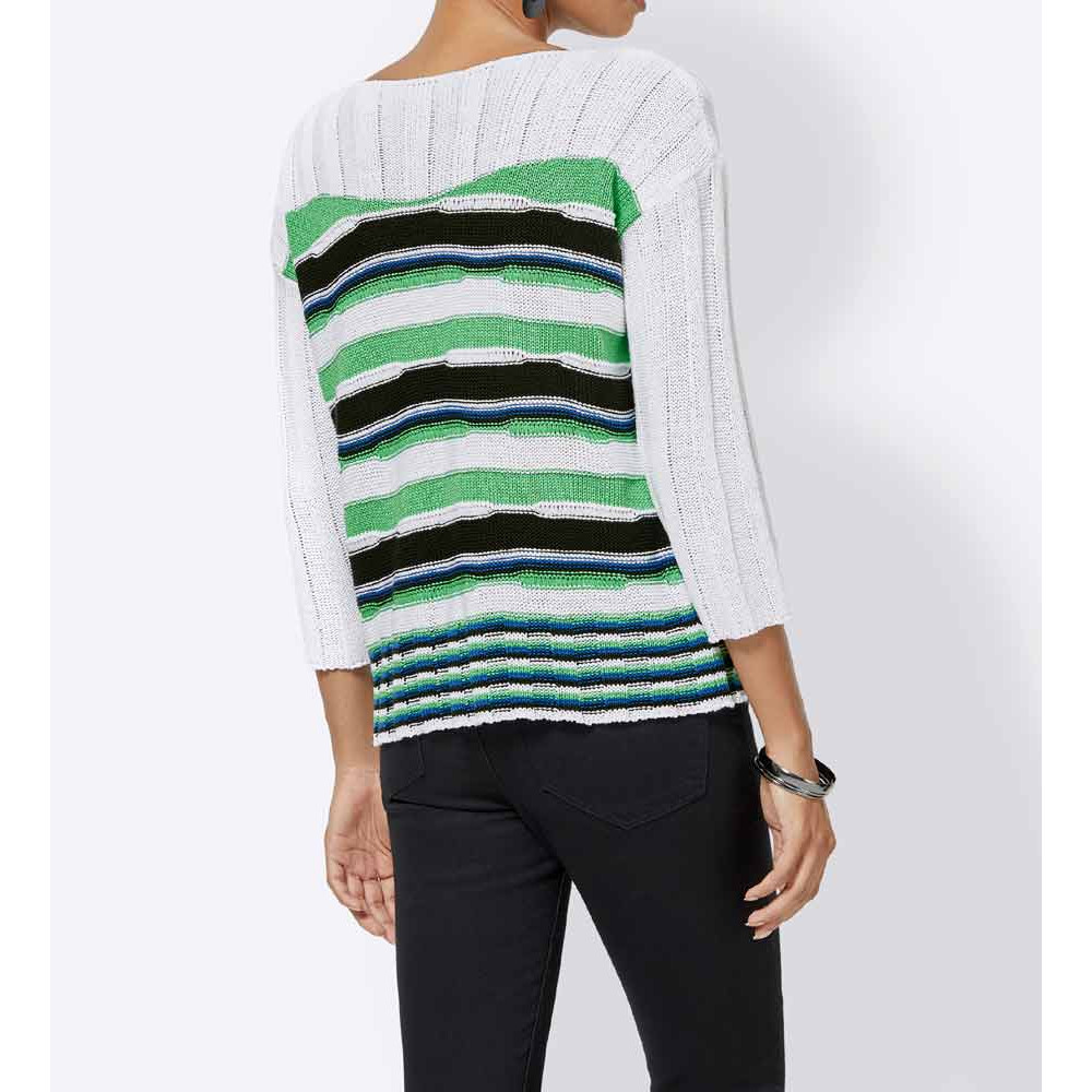 Pullover m. Schmuckperlen weiß-bunt