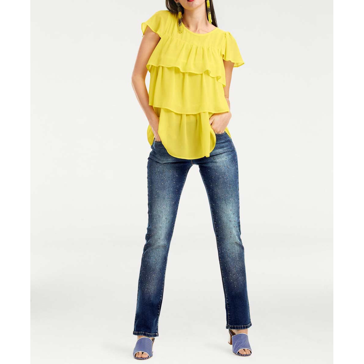 Designer-Chiffonbluse gelb