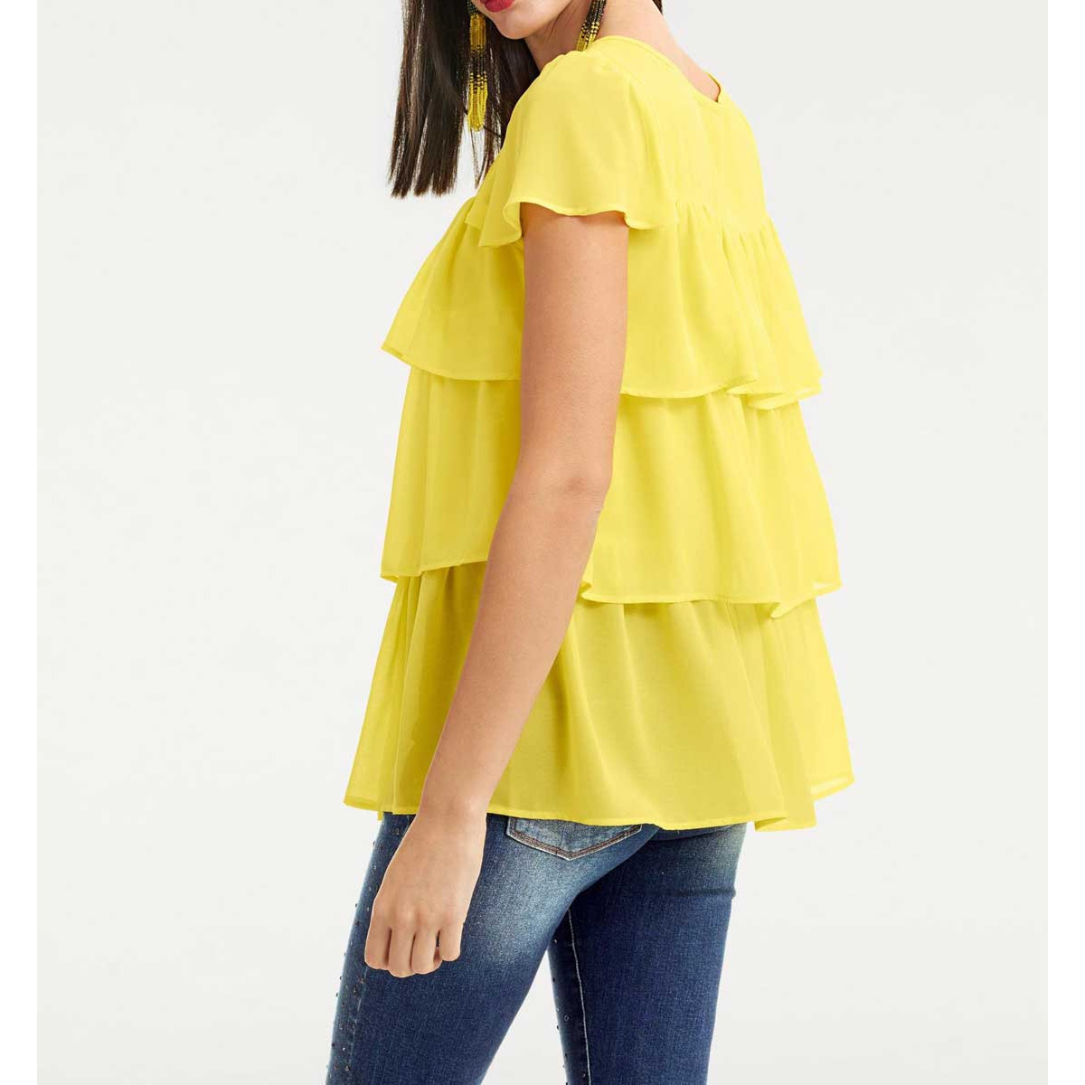 Designer-Chiffonbluse gelb