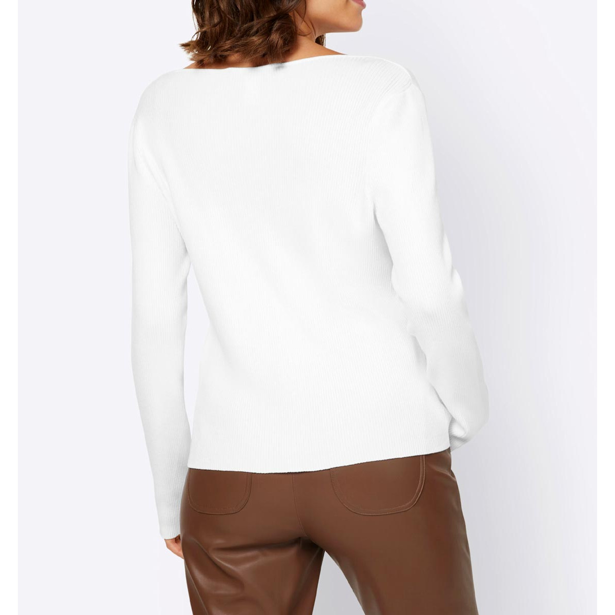 Designer-Dekolletépullover weiß
