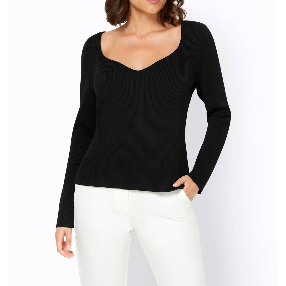 Designer-Dekolletépullover schwarz