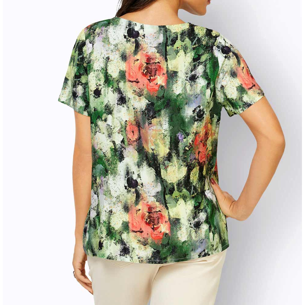 Druckbluse m.Kette reseda-apfel