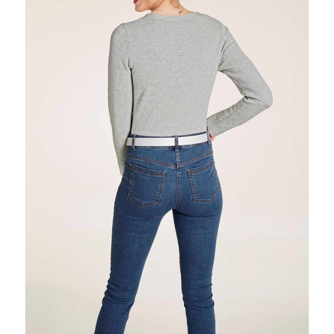 Designer-Strickjacke m. Perlen grau-melange