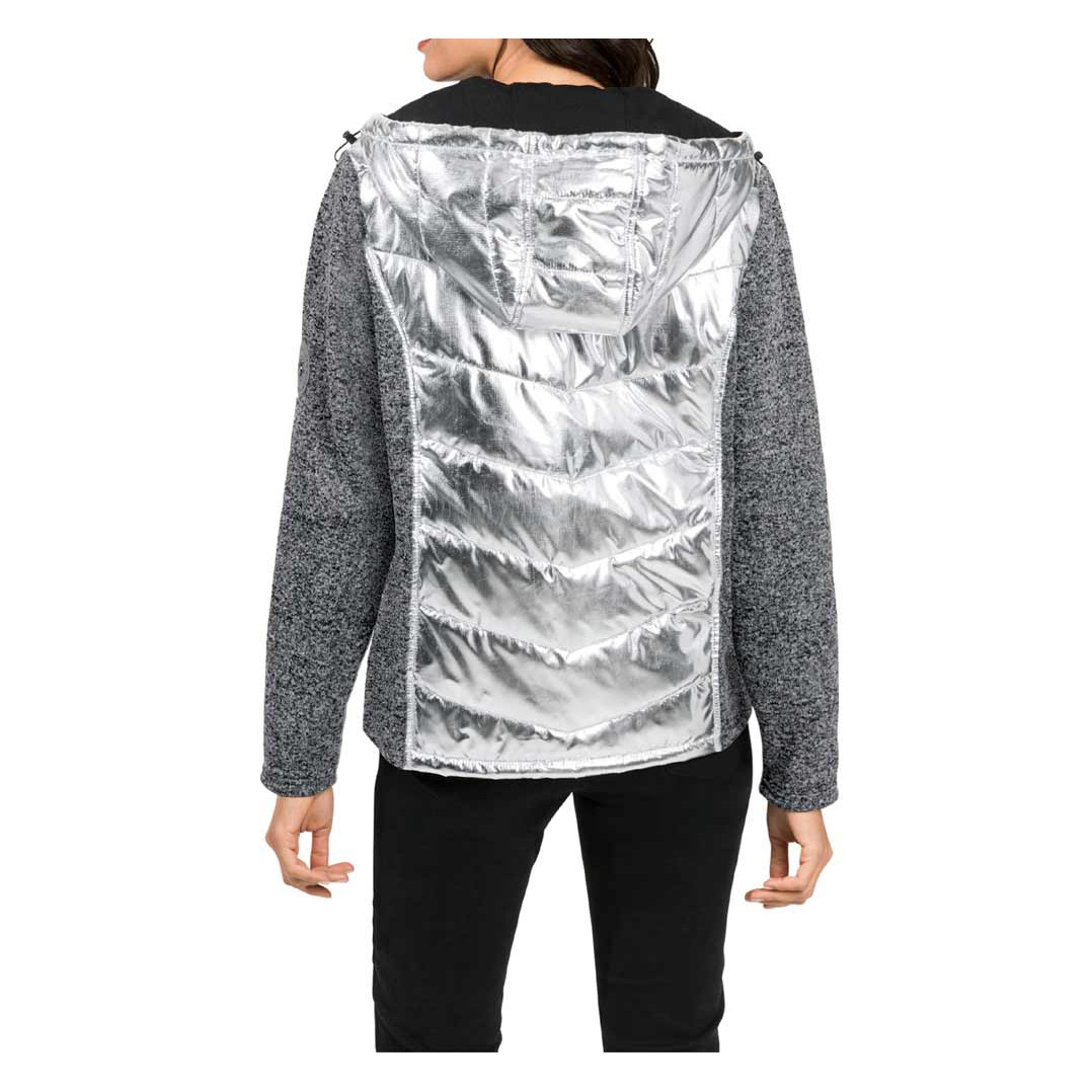 Strickfleecejacke m.Stepp-Partien silberfarben