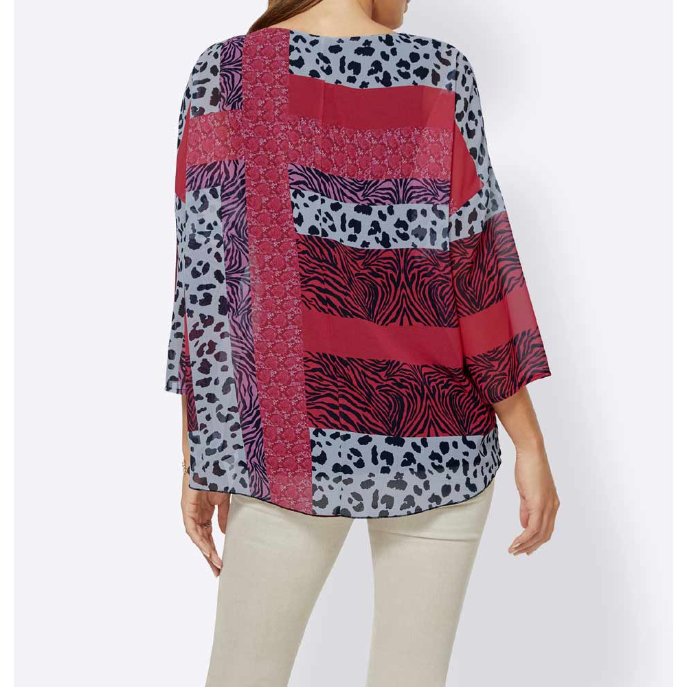 2-in-1-Druckbluse rot-bunt