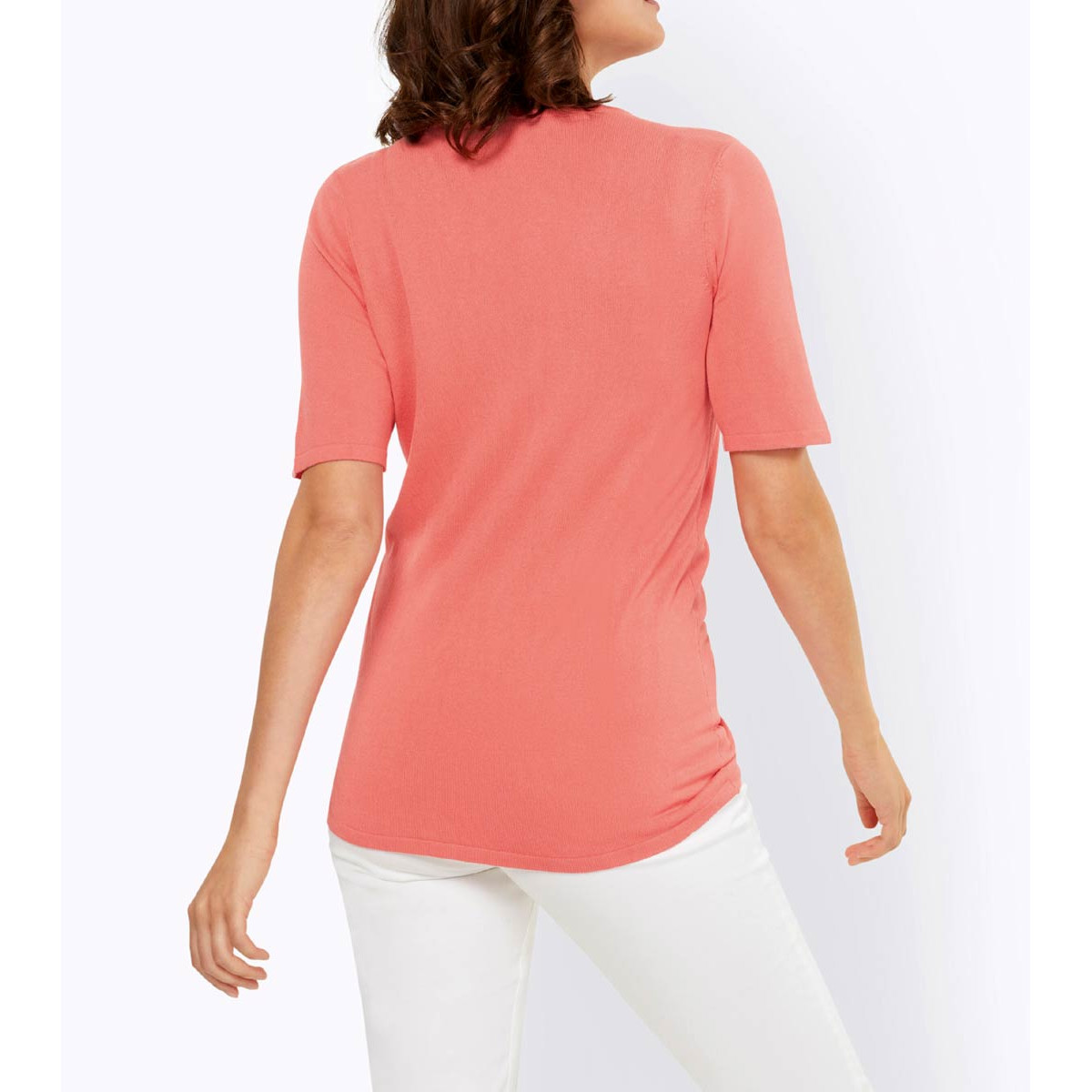 Designer-Pullover m. Raffung koralle